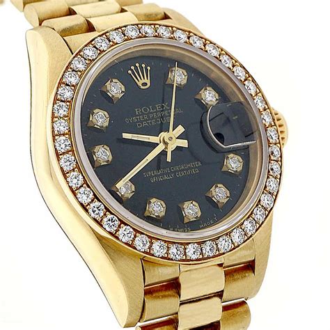 mens gold rolex with diamond bezel|ladies rolex datejust diamond dial.